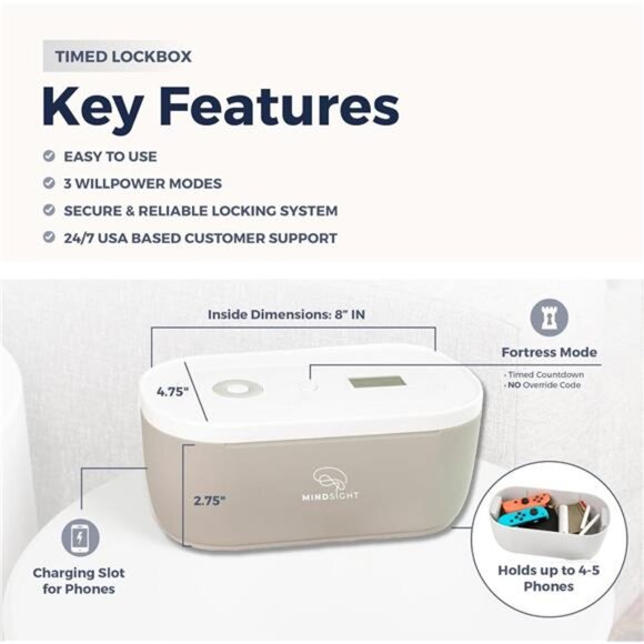 Mindsight Timed Lock Box | Unplug from Phones, Video Games, Social Media - Picture 3 of 7